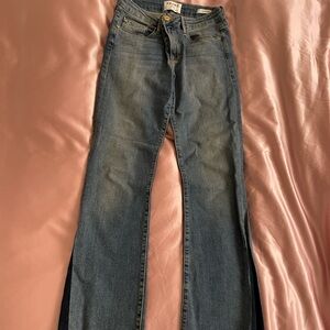 Two Tone Flare Frame Jeans